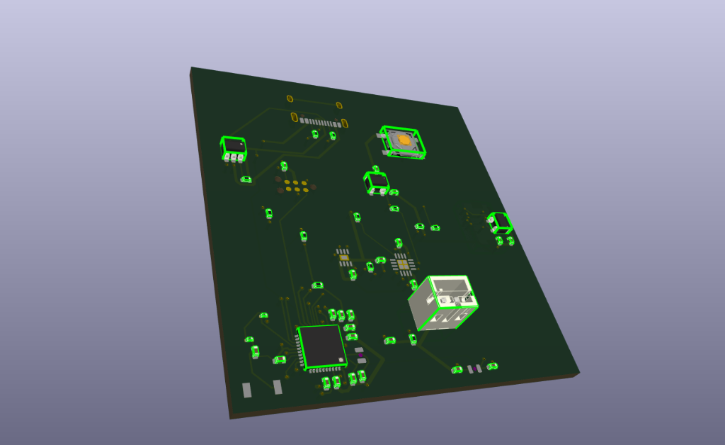 Novara Main Processing Board in KiCad 3D